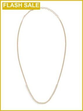 14k Gold Diamond Bezel Tennis Necklace XS Curb Chain